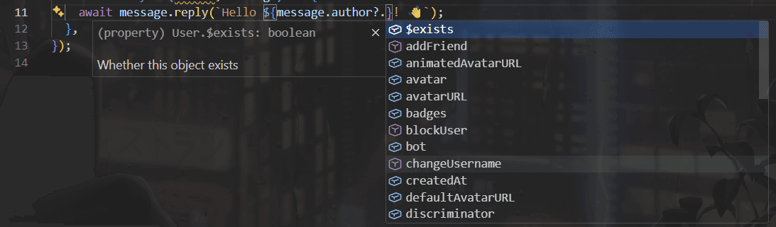 message intellisense